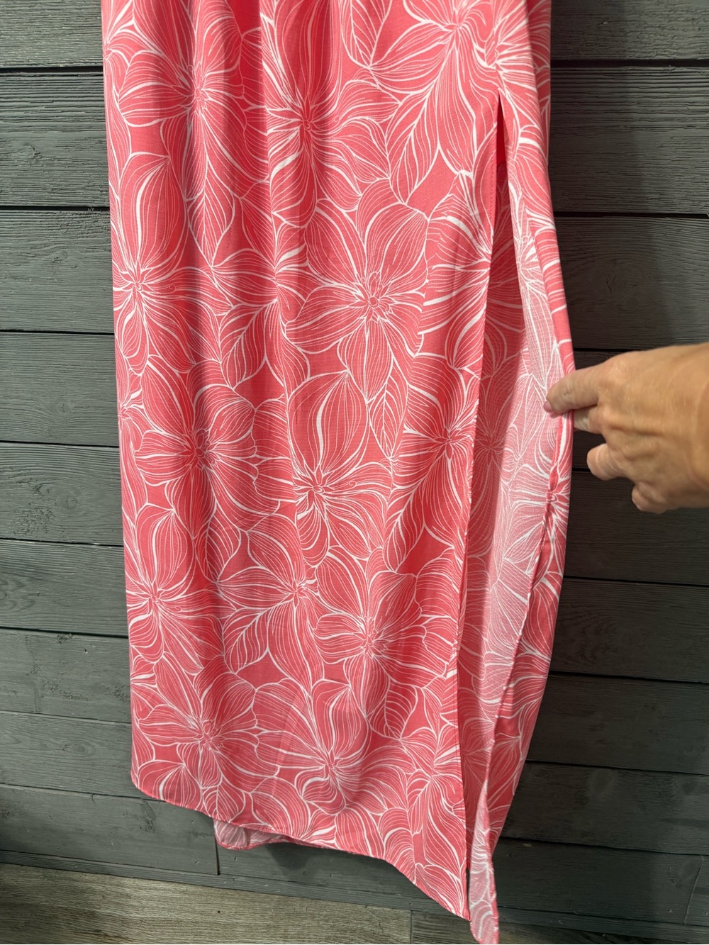 NWT Lizard Thicket C’isa Coral Pink Floral Strapless Maxi Dress Sz L Summer Fest - Picture 4 of 11